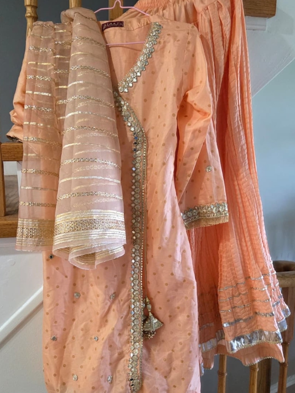 Peach 3-Piece Gharara Suit